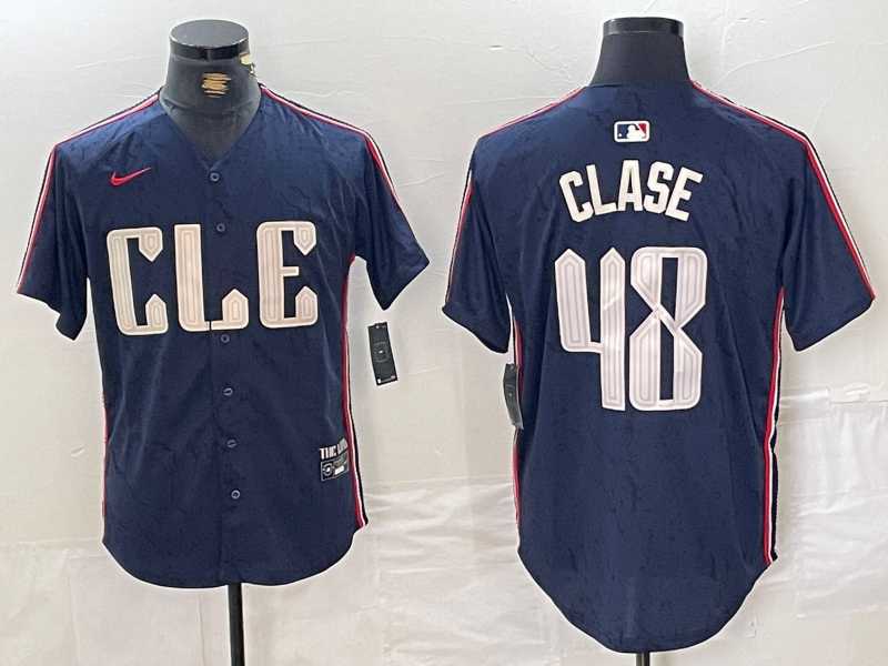 Men%27s Cleveland Guardians #48 Emmanuel Clase Navy 2024 City Connect Limited Stitched Jersey->cleveland guardians->MLB Jersey